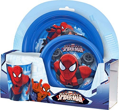Marvel Ultimate Spiderman 3-Piece Blue Breakfast Set RRP £12.99 CLEARANCE XL £2.99